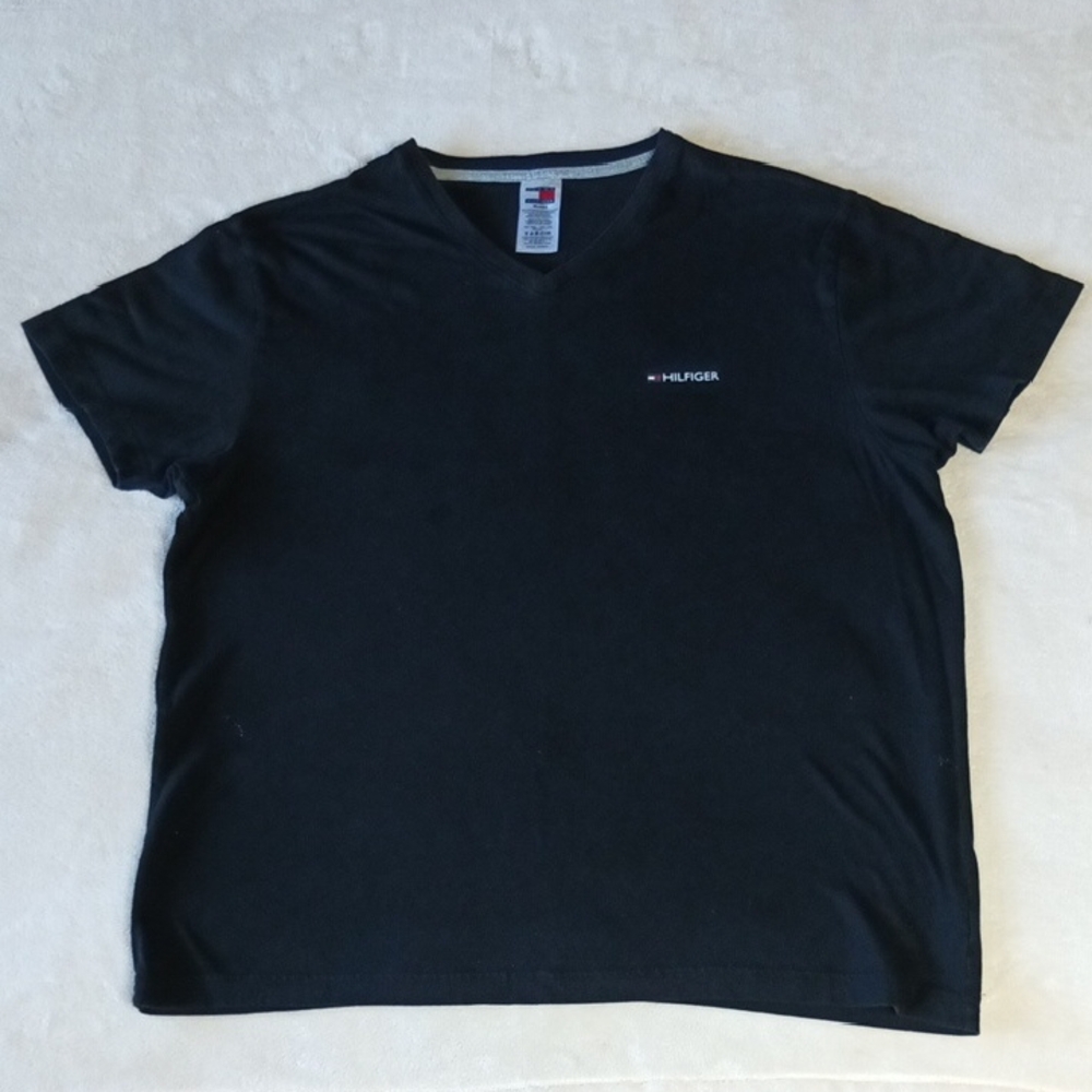 Tommy Hilfiger Black V-Neck Tee, Size XL, Gently Worn